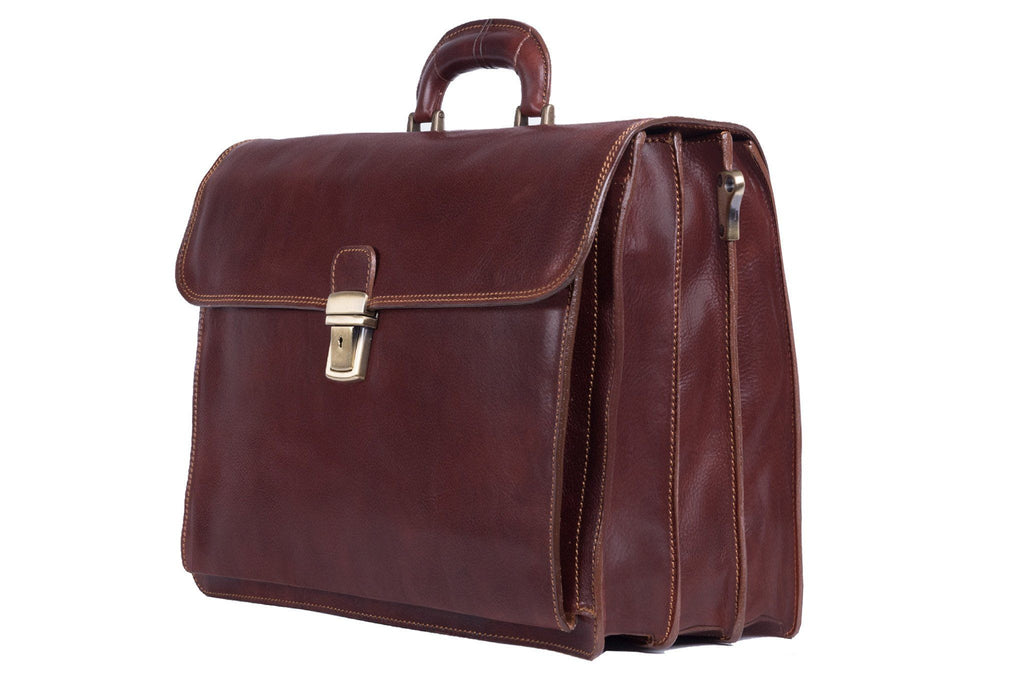 Aktentasche Braun Leder Seitenansicht | Amigo's Brief