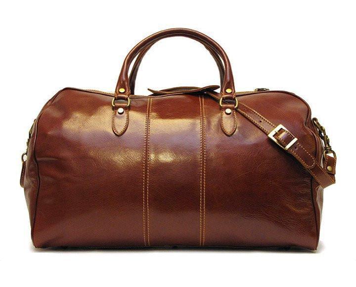 Reisetasche aus braunem Kalbsleder Frontansicht