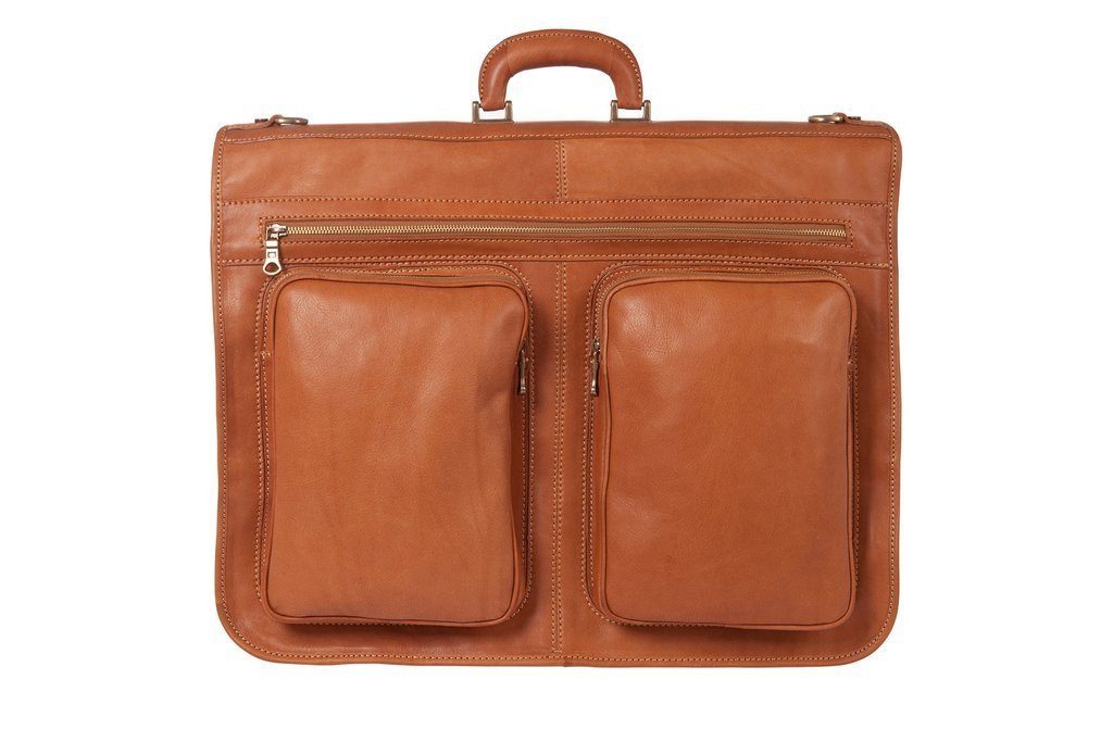 Kleidersack aus braunem Kalbsleder Frontansicht | Traveller's Suits