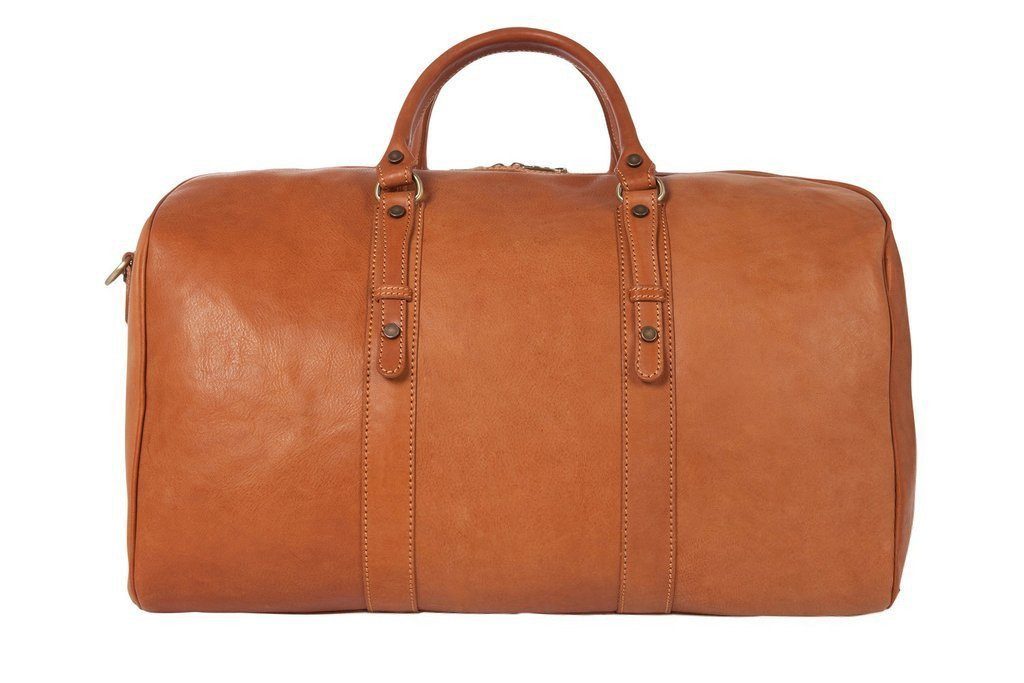 Reisetasche aus braunem Kalbsleder Frontansicht | Ritus' Duffle X