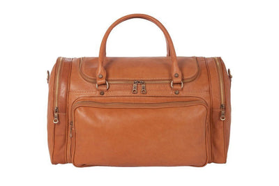 Reisetasche aus braunem Kalbsleder Frontansicht | Victus' Duffle