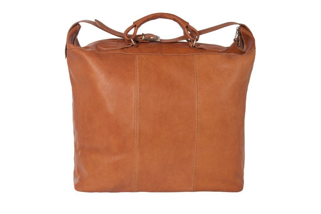 Reisetasche aus braunem Kalbsleder Frontansicht | Titus' Tote